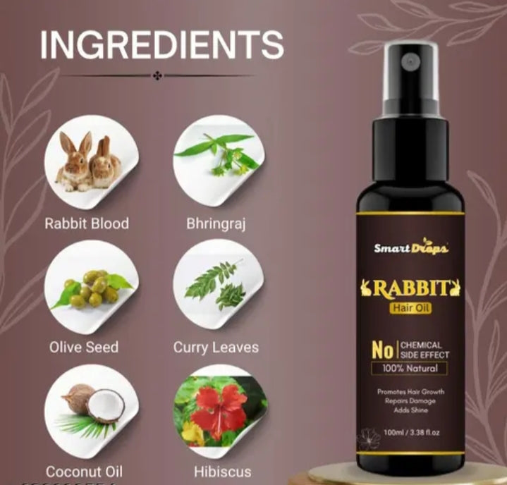 SmartDrops Rabbit Hair Oil – तेज़ बाल बढ़ाने वाला और हेयर फॉल कंट्रोल करने वाला 100% नेचुरल तेल